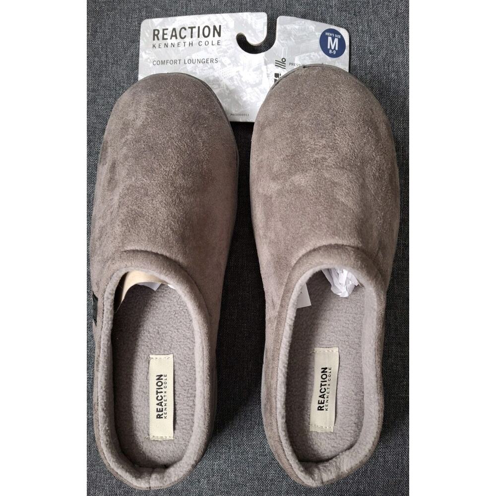 REACTION KENNETH COLE Men Memory Foam M 8-9 Slippers Gray Indoor Outdoor Soles